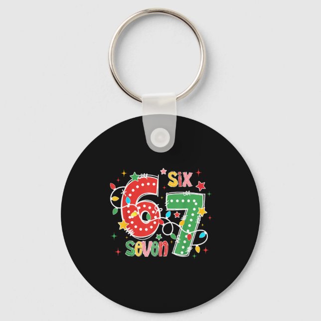 67 Christmas 6 7 Meme Pajamas Holiday Gen Alpha Sl Key Ring (Front)