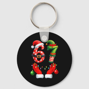 67 Christmas 6 7 Meme Pajamas Holiday Gen Alpha Sl Key Ring