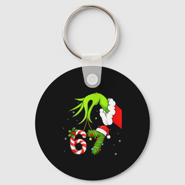 67 Christmas 6 7 Meme Pajamas Holiday Gen Alpha Sl Key Ring (Front)