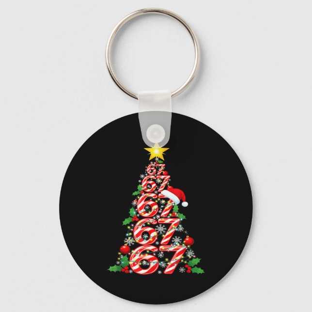 67 Christmas 6 7 Meme Pajamas Holiday Gen Alpha Sl Key Ring (Front)