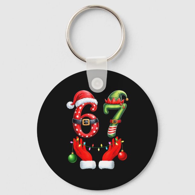 67 Christmas 6 7 Meme Pajamas Holiday Gen Alpha Sl Key Ring (Front)