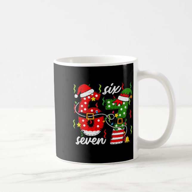 67 Christmas 6 7 Santa Elf 6-7 Pajamas Six Seven K Coffee Mug (Right)
