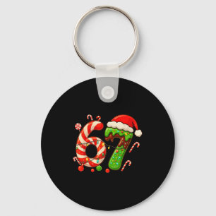 67 Christmas 6 7 Six Seven Meme 67 Candy Cane Xmas Key Ring