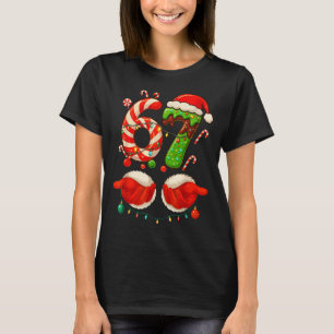 67 Christmas 6 7 Six Seven Meme 67 Candy Cane Xmas T-Shirt