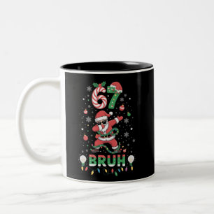 67 Christmas Bruh 6 7 Funny Meme Santa Dabbing Two-Tone Coffee Mug