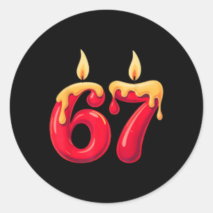 67 Christmas Candles Classic Round Sticker