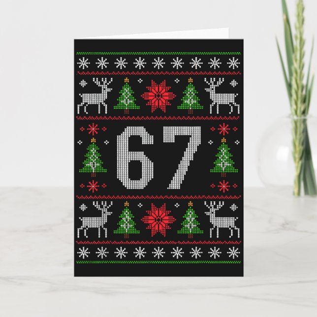 67 Christmas Costume Pajamas Xmas Holiday Number 6 Card (Front)