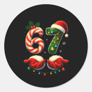 67 Christmas Couple Pajamas Matching Holidays Six  Classic Round Sticker