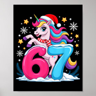 67 Christmas Cute Unicorn Six Seven Meme 6 7 Chris Poster