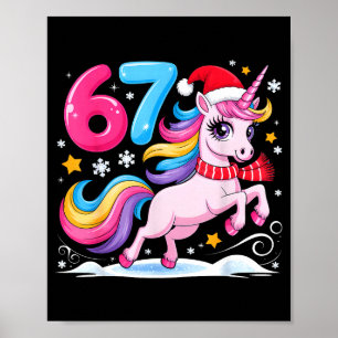 67 Christmas Cute Unicorn Six Seven Meme 6 7 Chris Poster