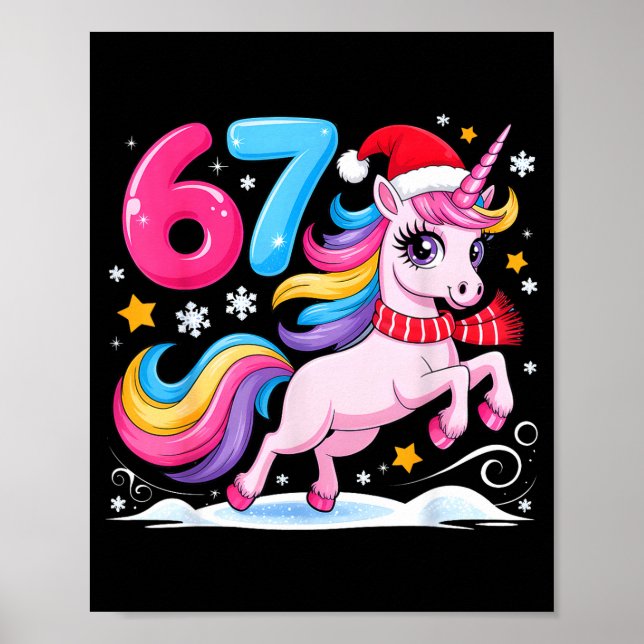 67 Christmas Cute Unicorn Six Seven Meme 6 7 Chris Poster (Front)