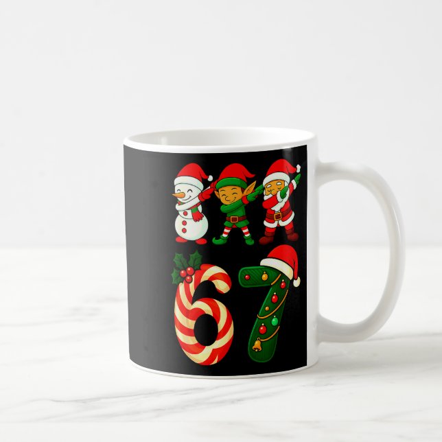 67 Christmas Dabbing Santa Elf Snowman Funny Six S Coffee Mug (Right)