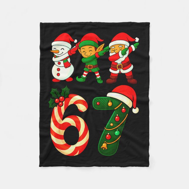 67 Christmas Dabbing Santa Elf Snowman Funny Six S Fleece Blanket (Front)