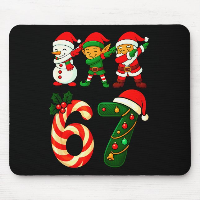 67 Christmas Dabbing Santa Elf Snowman Funny Six S Mouse Mat (Front)
