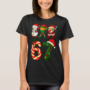 67 Christmas Dabbing Santa Elf Snowman Funny Six S T-Shirt