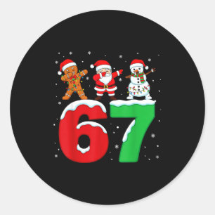 67 Christmas Dabbing Santa Snowman Funny Six Seven Classic Round Sticker