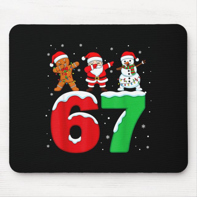 67 Christmas Dabbing Santa Snowman Funny Six Seven Mouse Mat (Front)