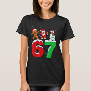 67 Christmas Dabbing Santa Snowman Funny Six Seven T-Shirt
