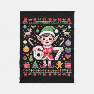 67 Christmas Elf Ugly Sweater Cute 6 7 Meme Xmas B Fleece Blanket