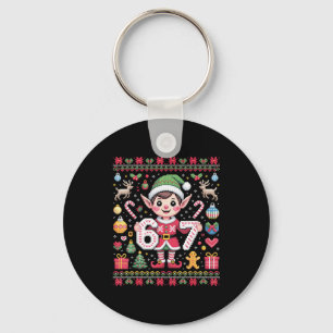 67 Christmas Elf Ugly Sweater Cute 6 7 Meme Xmas B Key Ring