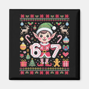 67 Christmas Elf Ugly Sweater Cute 6 7 Meme Xmas B Magnet