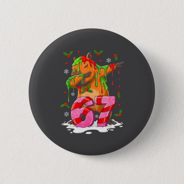 67 Christmas Funny 67 Brainrot Youth Kids Capybara 6 Cm Round Badge (Front)
