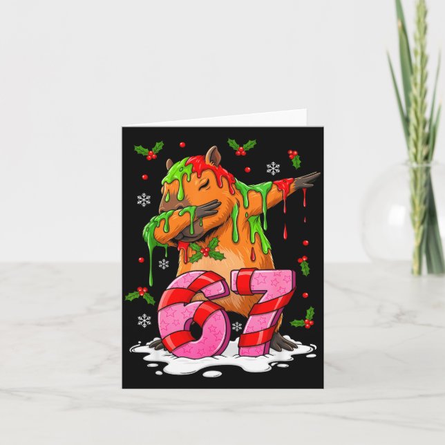 67 Christmas Funny 67 Brainrot Youth Kids Capybara Card (Front)