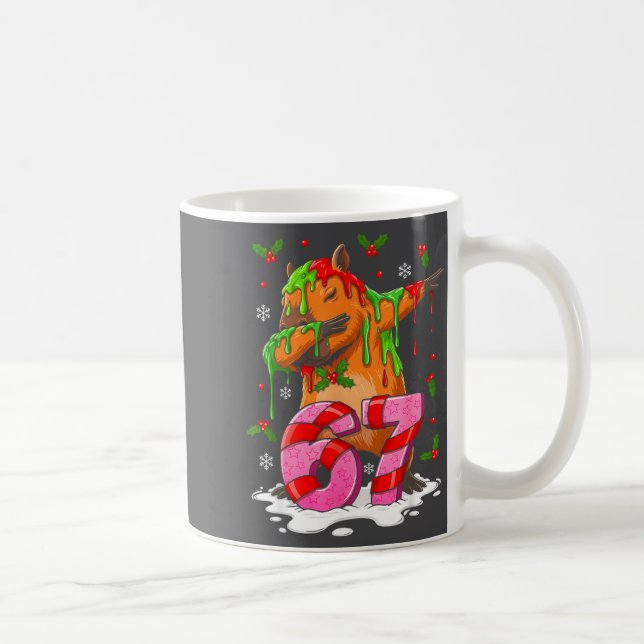 67 Christmas Funny 67 Brainrot Youth Kids Capybara Coffee Mug (Right)