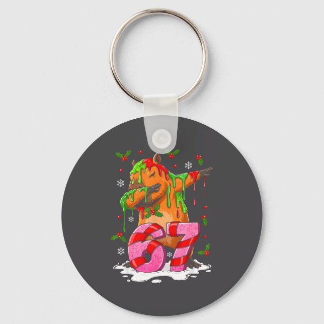 67 Christmas Funny 67 Brainrot Youth Kids Capybara Key Ring (Front)