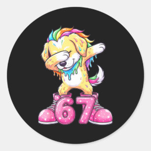 67 Christmas Funny 67 Brainrot Youth Kids Dog 67 Classic Round Sticker