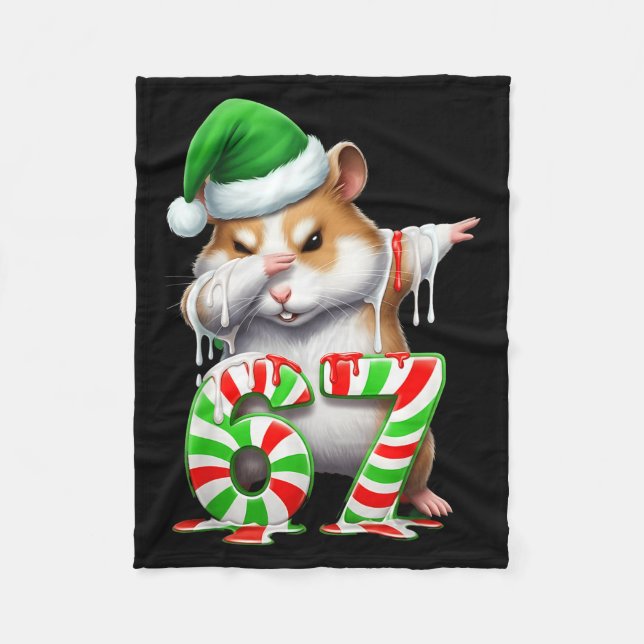 67 Christmas Funny 67 Brainrot Youth Kids Hamster  Fleece Blanket (Front)