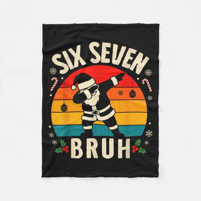 67 Christmas Funny 67 Meme Youth Kids Dabbing Sant Fleece Blanket (Front)