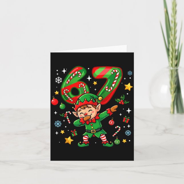 67 Christmas Funny 67 Meme Youth Kids Elf 67  Card (Front)