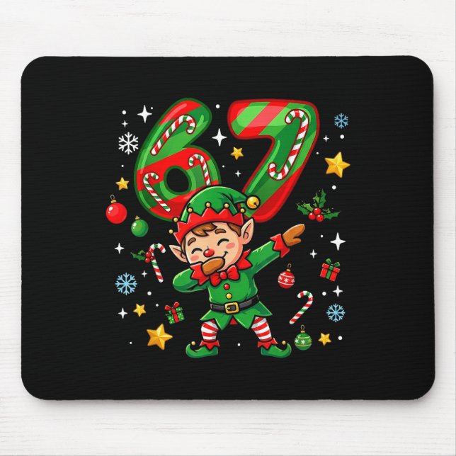 67 Christmas Funny 67 Meme Youth Kids Elf 67  Mouse Mat (Front)