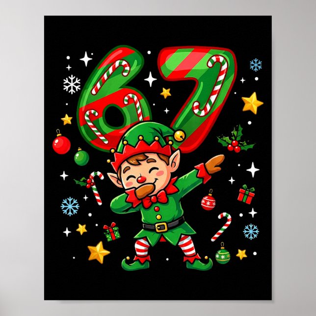 67 Christmas Funny 67 Meme Youth Kids Elf 67  Poster (Front)