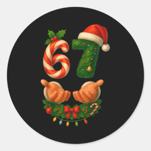 67 Christmas Funny 6 7 Meme Holiday Gen Alpha Slan Classic Round Sticker