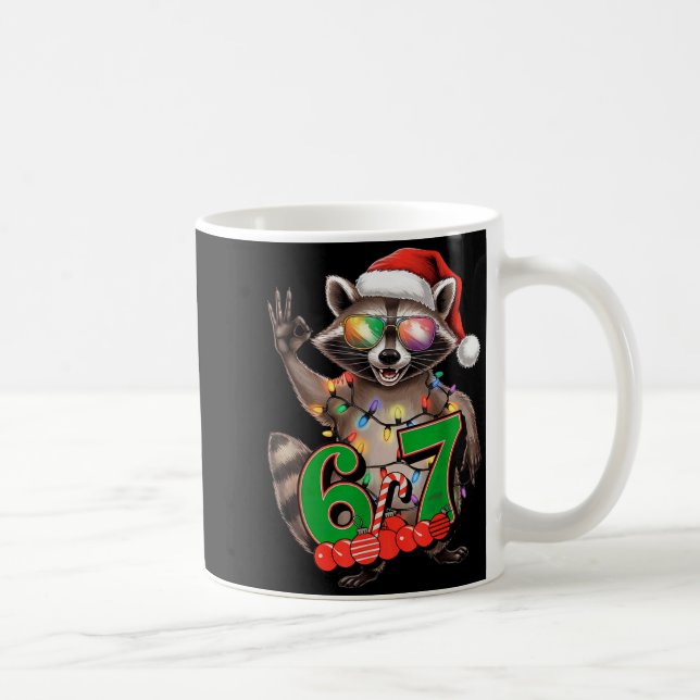 67 Christmas Funny Raccoon Festive 6-7 Meme Boys G Coffee Mug (Right)