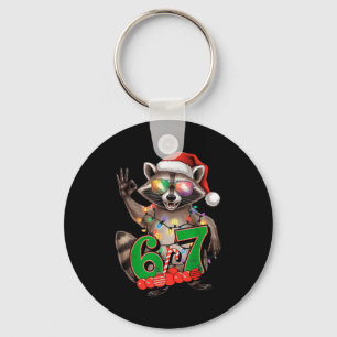67 Christmas Funny Raccoon Festive 6-7 Meme Boys G Key Ring