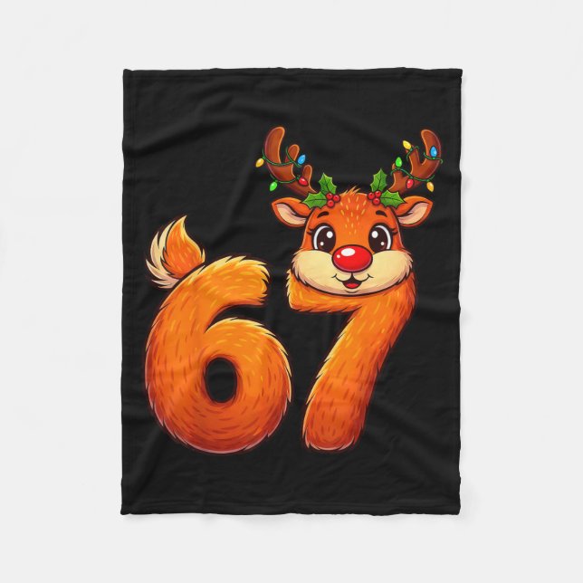 67 Christmas Funny Reindeer Bruh Meme Pajamas Wome Fleece Blanket (Front)