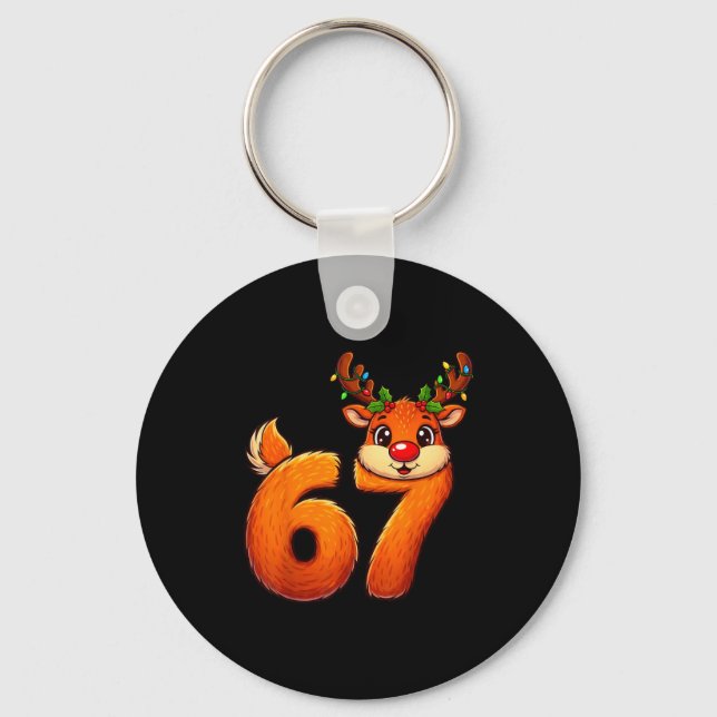 67 Christmas Funny Reindeer Bruh Meme Pajamas Wome Key Ring (Front)