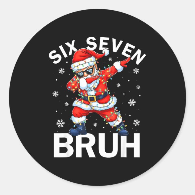 67 Christmas Funny Six Seven Bruh Meme Dabbing San Classic Round Sticker (Front)