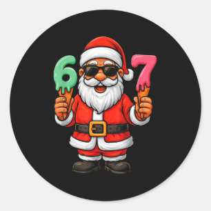 67 Christmas Funny Six Seven Ice Cream Meme 67 Chr Classic Round Sticker