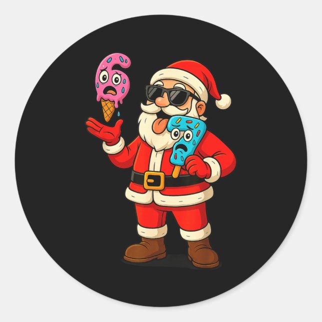 67 Christmas Funny Six Seven Ice Cream Meme 6 7 Ch Classic Round Sticker (Front)