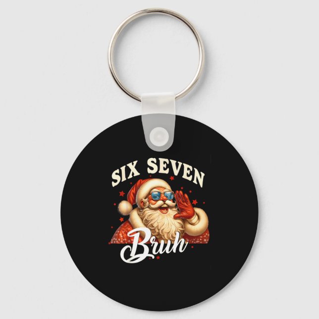 67 Christmas Funny Six Seven Meme 6 7 Santa Claus  Key Ring (Front)