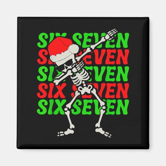 67 Christmas Funny Six Seven Meme Brainrot Dabbing Magnet (Front)