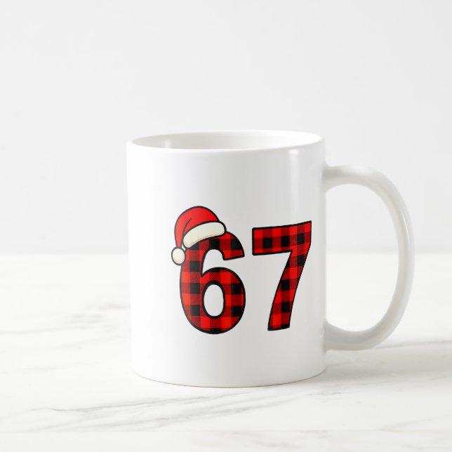 67 Christmas Funny Six Seven Meme Brainrot Plaid S Coffee Mug (Right)