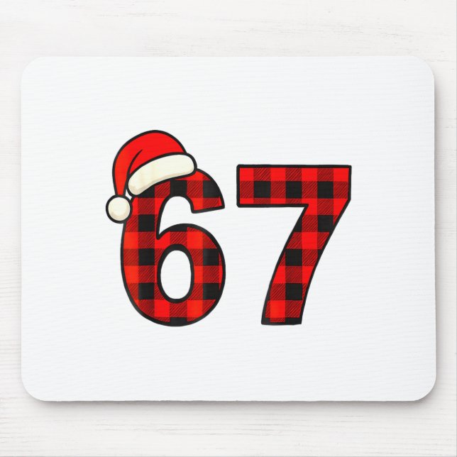67 Christmas Funny Six Seven Meme Brainrot Plaid S Mouse Mat (Front)