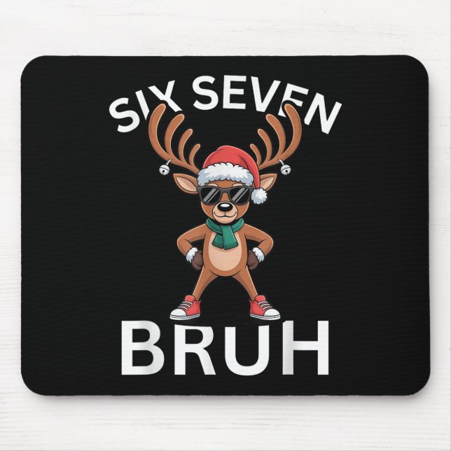 67 Christmas Funny Six Seven Meme Brainrot Reindee Mouse Mat (Front)