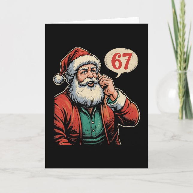 67 Christmas Funny Six Seven Meme Brainrot Santa C Card (Front)