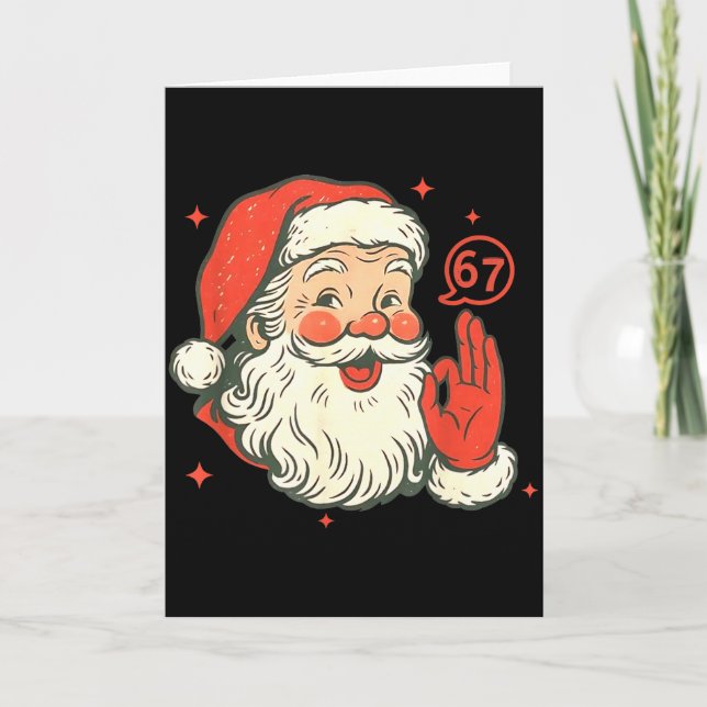 67 Christmas Funny Six Seven Meme Brainrot Santa C Card (Front)